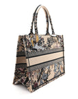 Canvas Embroidered Jardin D'Hiver Medium Book Tote Beige Multicolor