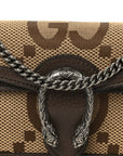 Monogram Jumbo GG Textured Dollar Calfskin Super Mini Dionysus Shoulder Bag Camel Ebony New Acero