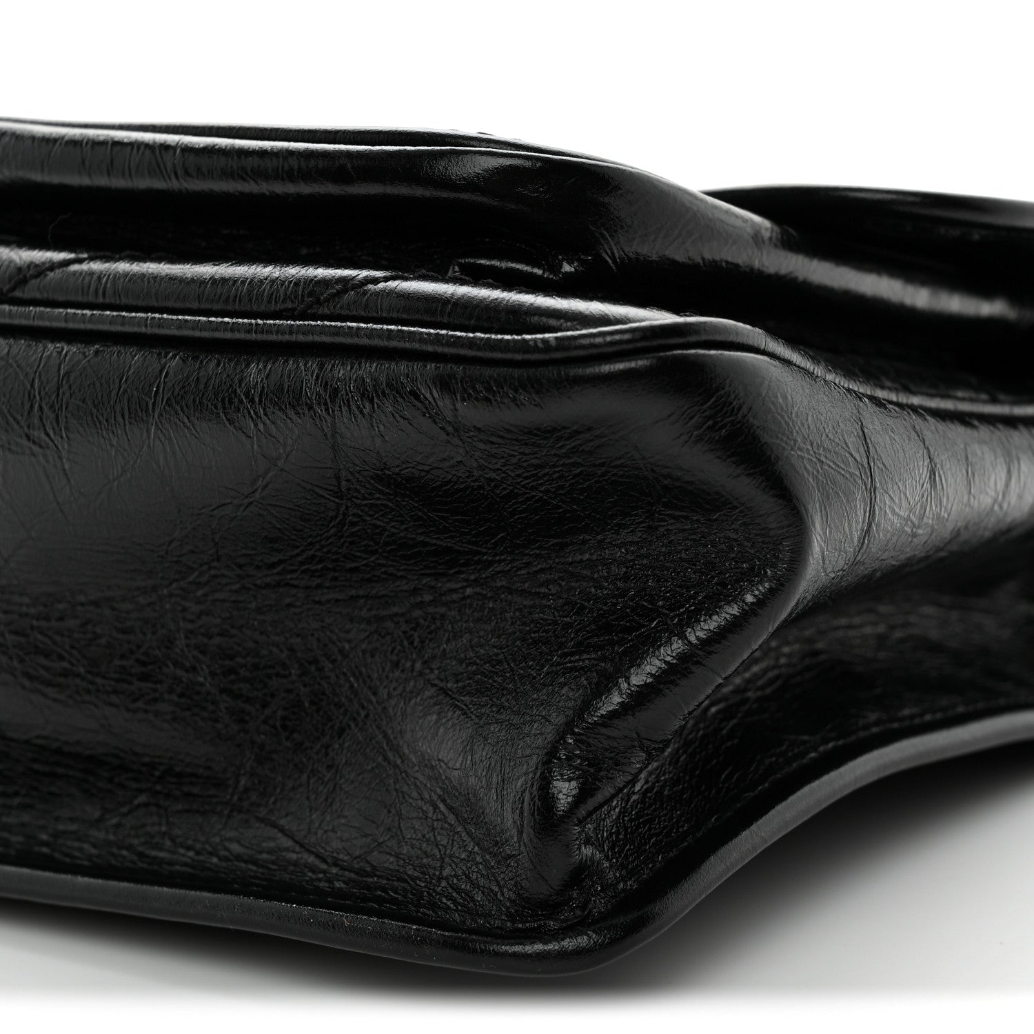 Crinkled Calfskin Matelasse Monogram Medium Niki Chain Satchel Black