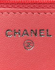 Lambskin Quilted Wallet On Chain WOC Pink