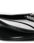 Shiny Crinkled Calfskin Studded Saddle Bag Black
