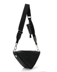 Yarn Raffia Effect Crochet Triangle Shoulder Bag Black
