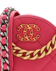 Lambskin Quilted CHNL 19 Round Clutch With Chain Pink