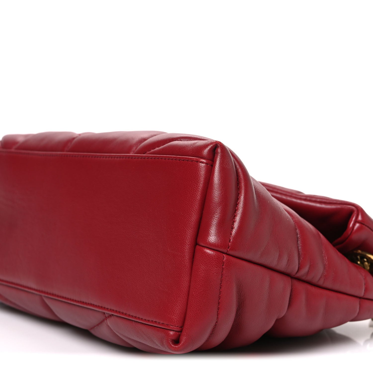 Lambskin Quilted Small Loulou Puffer Monogram Chain Satchel Red
