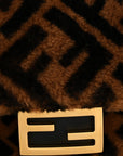 Shearling Vitello Dolce Macro FF 1974 Mini Baguette Tobacco Black