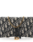 Oblique Saddle Chain Long Wallet Blue
