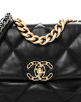 Goatskin Quilted Medium CHNL 19 Flap Black