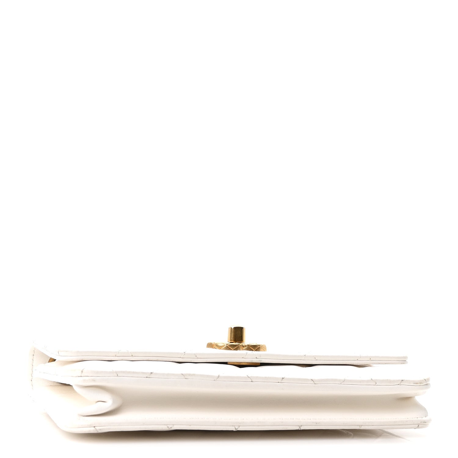 Lambskin Quilted Pillow Crush Wallet On Chain WOC White