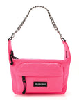Recycled Sport Nylon Chain Logo Medium Raver Bag Fluo Pink Black