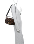 Shearling Vitello Dolce Macro FF 1974 Baguette Tobacco Black
