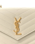 Grain De Poudre Matelasse Chevron Monogram Envelope Chain Wallet Crema Soft