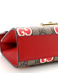 GG Supreme Monogram Apple Small Padlock Shoulder Bag Beige Multicolor Lobster Red