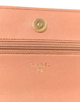 Lambskin Quilted CHNL 19 Wallet On Chain WOC Brown