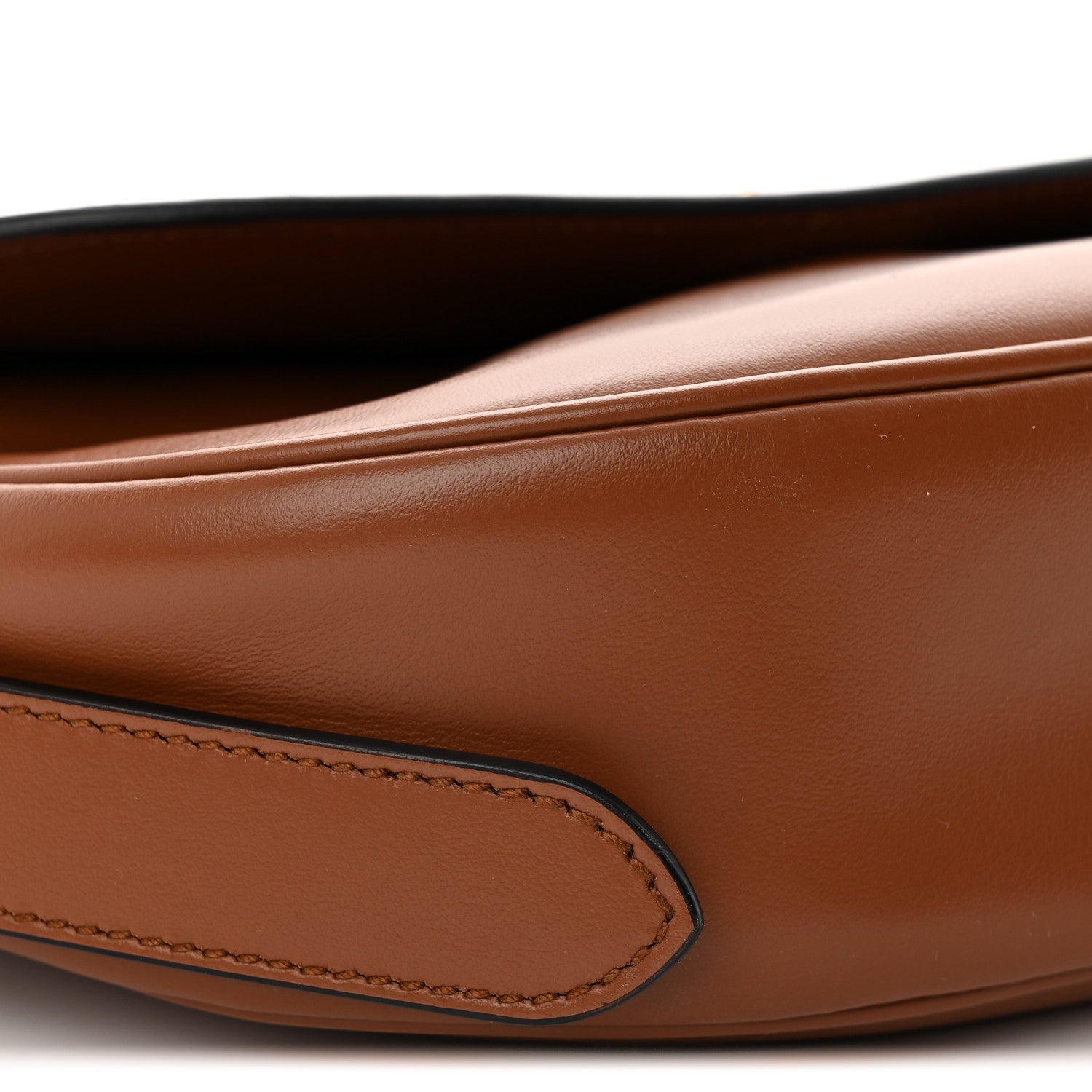 Soft Calfskin Traingle Arque Flap Shoulder Bag Cognac