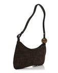 Suede Crocodile Embossed Le Bisou Dark Brown