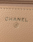Caviar Quilted Wallet on Chain WOC Beige