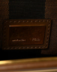 Vitello Morgan Fabric Jacquard Pequin Medium Peekaboo Iconic Satchel Foresta Tobacco Black
