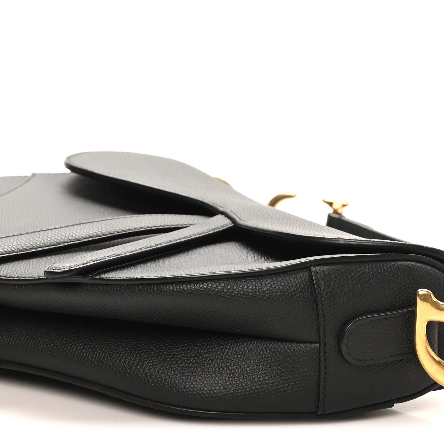 Grained Calfskin Saddle Bag Black