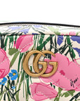 X KEN SCOTT Calfskin Matelasse Floral Print Mini GG Marmont Chain Shoulder Bag Ivory Pink