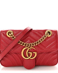 Calfskin Matelasse Mini GG Marmont Shoulder Bag Hibiscus Red