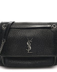 Grained Lambskin Monogram Large Niki Chain Satchel Black