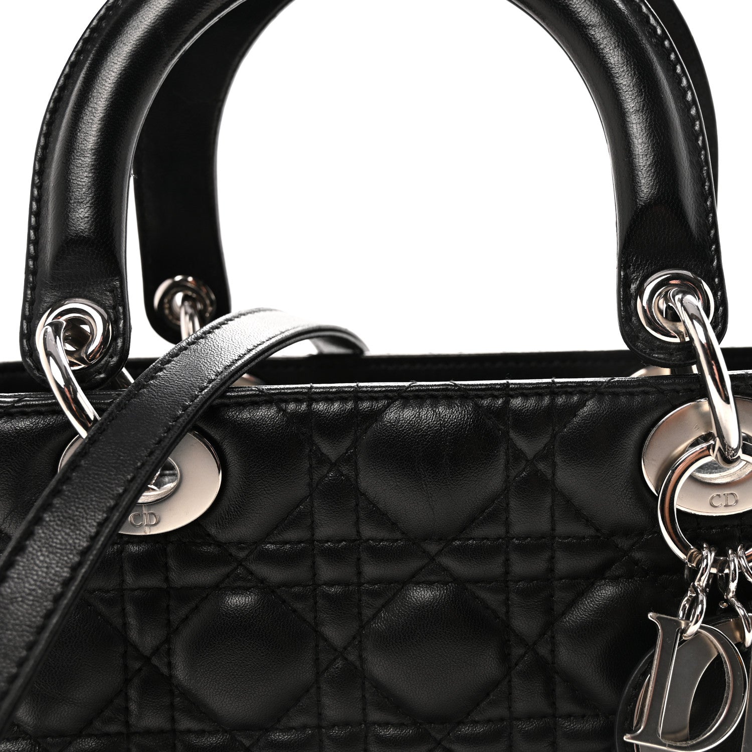 Lambskin Cannage Medium Lady D1OR Black