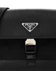 Re-Nylon Saffiano Triangle Shoulder Bag Black