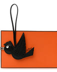 Epsom Chevre Mysore Swift Alligator Lizard Birdy Bag Charm Black