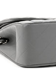 Caviar Quilted Jumbo Double Flap Grey
