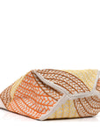H Canvas Embroidered Poisson Natte Beach Bag Camel Jaune