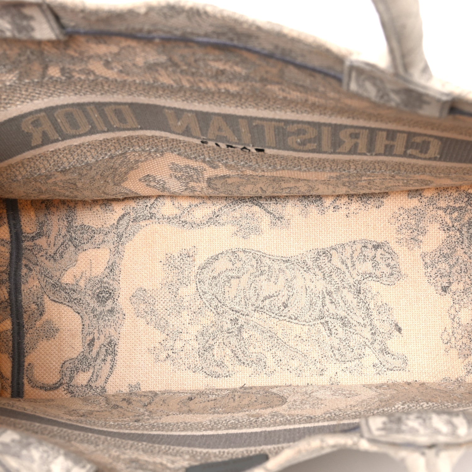 Canvas Embroidered Medium D1ORiviera Toile De Jouy Book Tote Gray