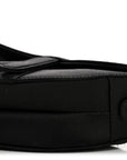 Satin Crystal Mini Saddle Bag Black