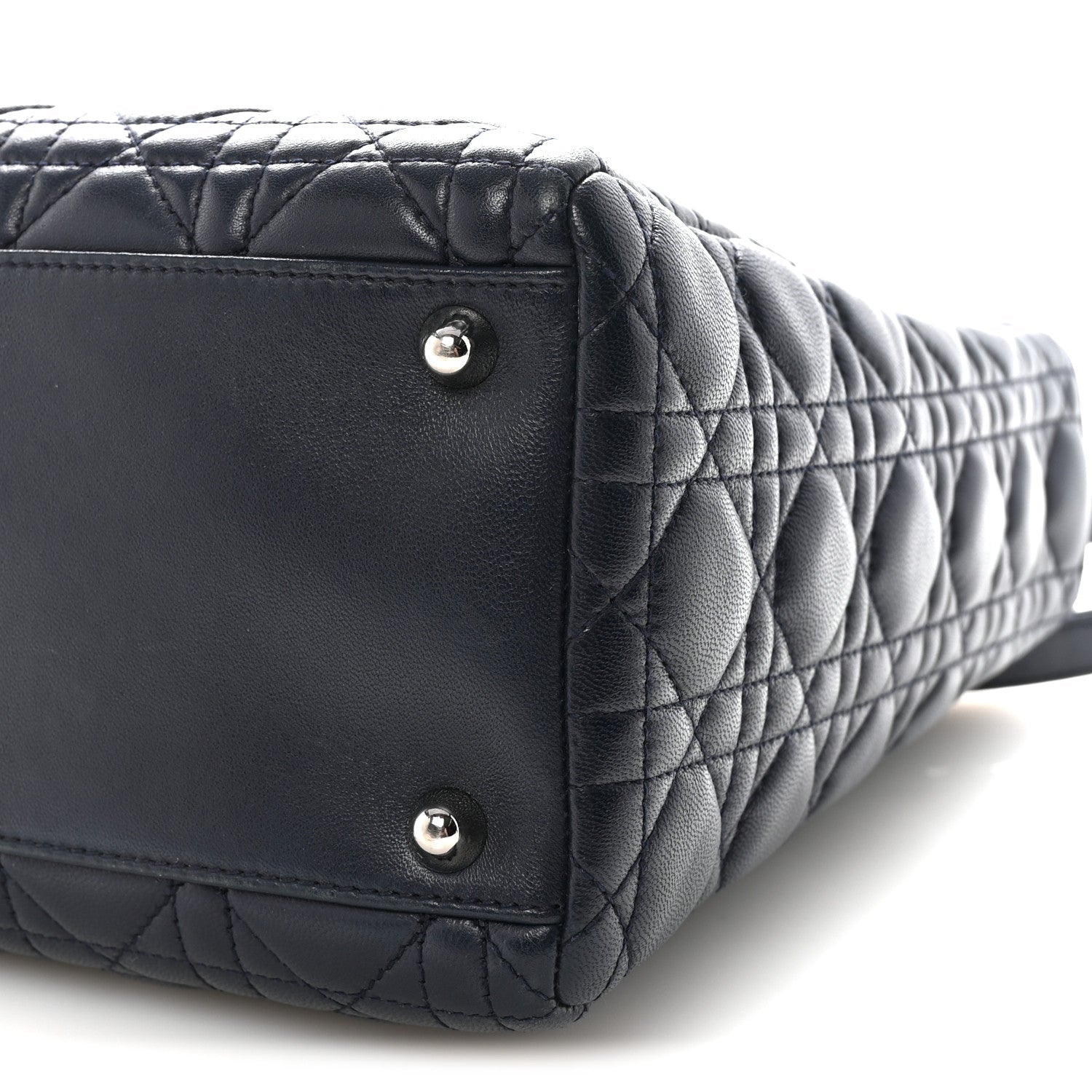 Lambskin Cannage Large Lady D1OR Navy Blue