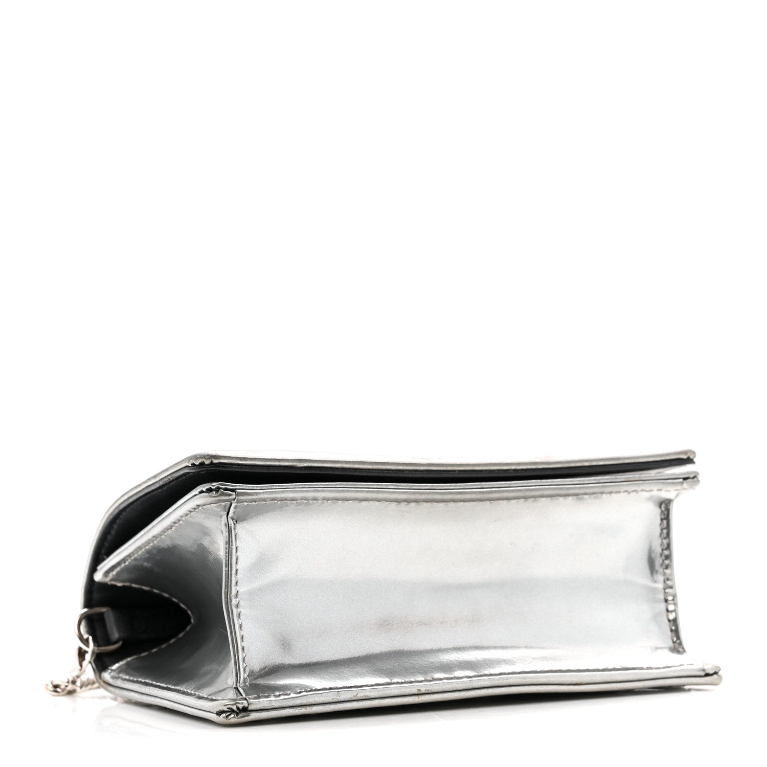 Metallic Patent Micro-Cannage Baby D1ORama Flap Bag Silver