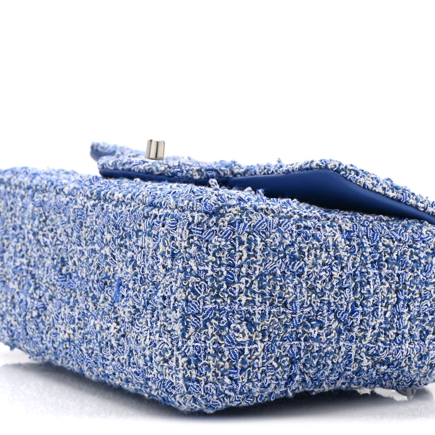 Tweed Quilted Mini Rectangular Flap Blue White