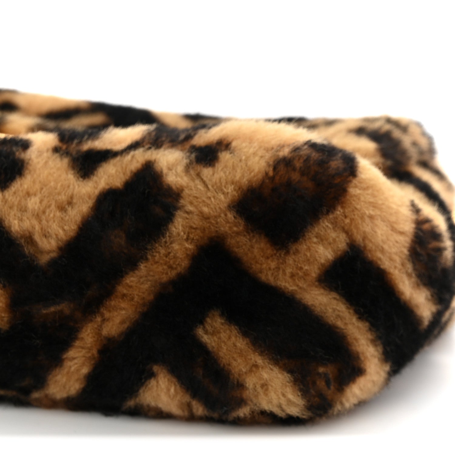 Shearling Vitello Dolce Macro FF 1974 Mini Baguette Tobacco Black