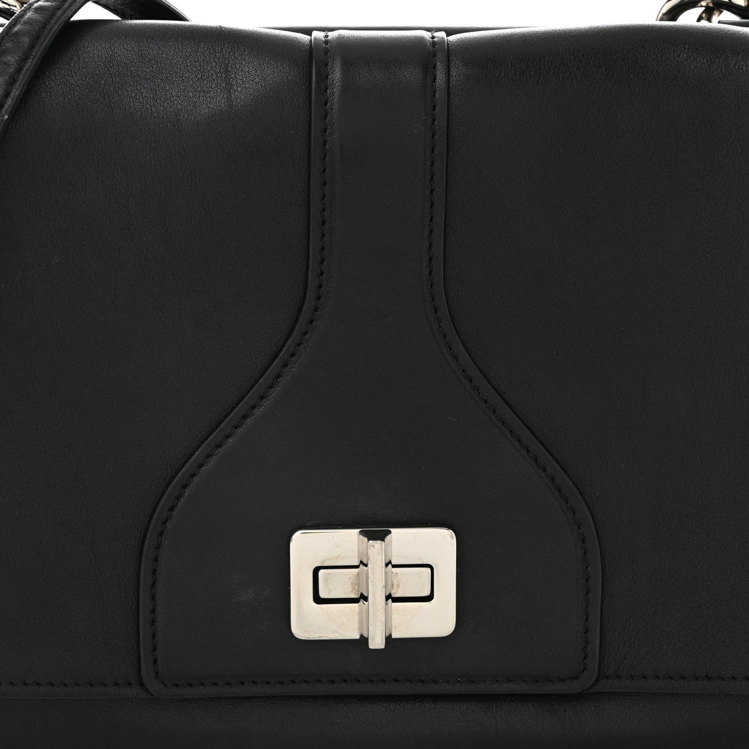 Vitello Soft Chain Flap Bag Black