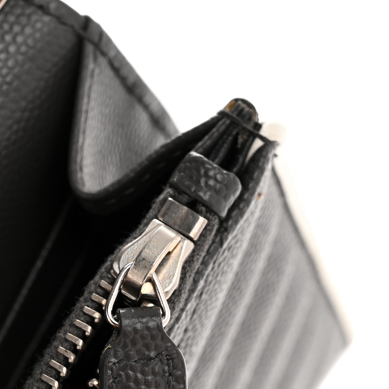 Grain De Poudre Matelasse Chevron Monogram Envelope Chain Wallet Asphalt White