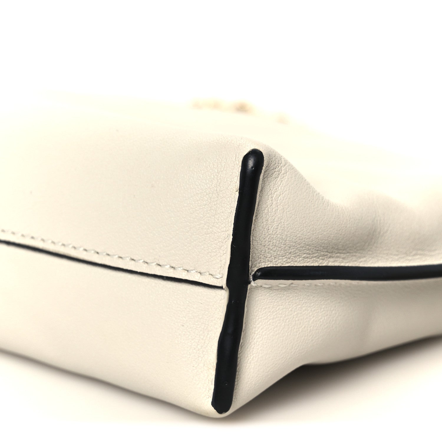 Calfskin Nano Flamenco Knot Clutch Soft White