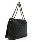 Glazed Calfskin Quilted CC XL Single Flap Black
