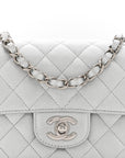 Metallic Lambskin Quilted Mini Rectangular Flap Silver