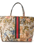 GG Supreme Monogram Water Flora Web Large Ophidia Tote Beige White Multicolor