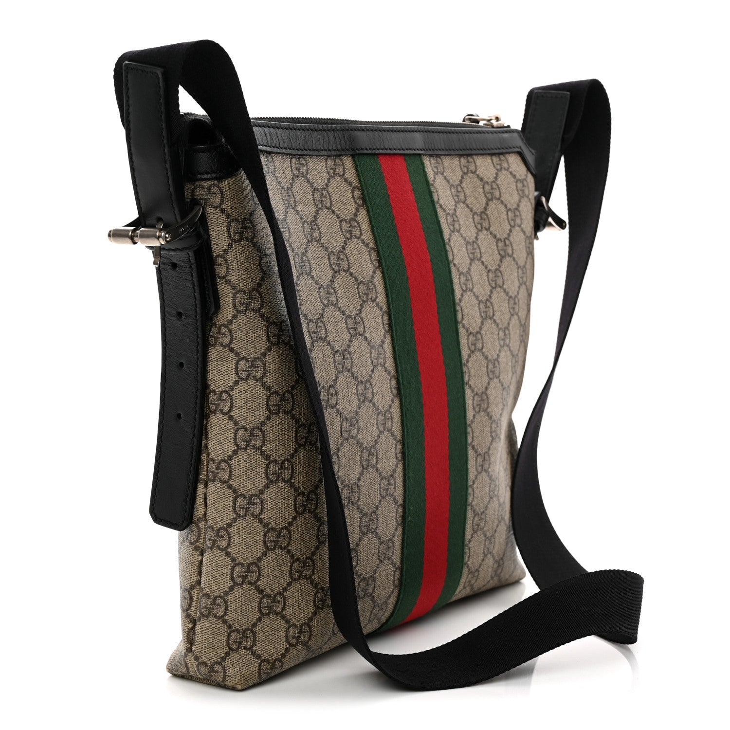 GG Supreme Monogram Web Messenger Bag Black