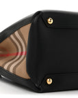 Grainy Calfskin House Check Large Banner Tote Black