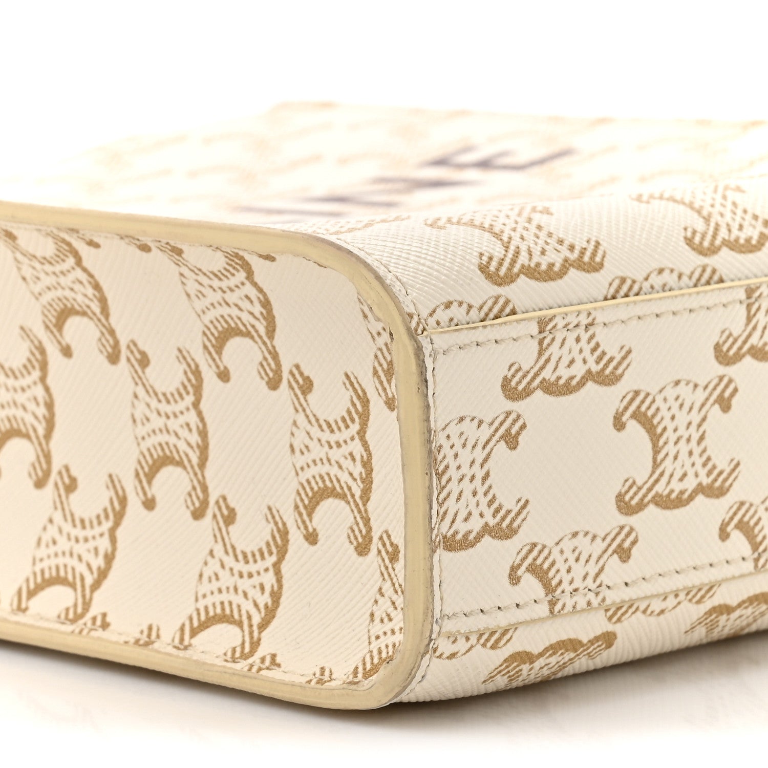 Triomphe Canvas Calfskin Mini Vertical Cabas White