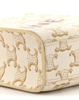 Triomphe Canvas Calfskin Mini Vertical Cabas White