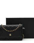 Caviar Quilted Wallet on Chain WOC Black