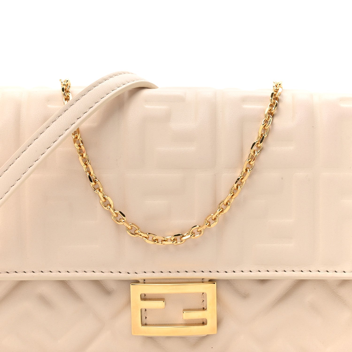 Nappa Matisse FF Embossed Wallet On Chain Baguette Camelia