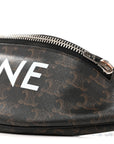 Triomphe Logo Canvas Checker Belt Bag Black