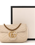 Calfskin Matelasse Super Mini GG Marmont Shoulder Bag White